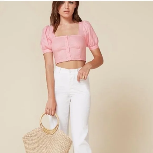 Reformation - Women's Pink Crop Top with Chic Design Sz XS - Picture 1 of 8